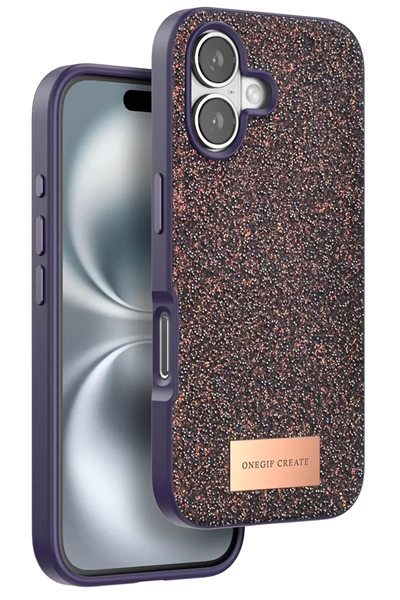 Apple iPhone 16 Bright Simli Kapak - Derin Mor