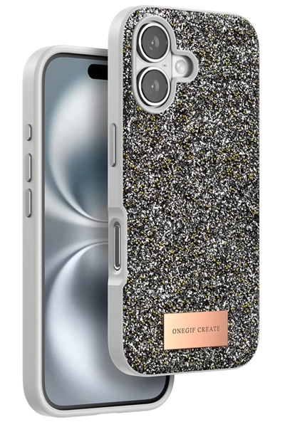 Apple iPhone 16 Bright Simli Kapak - Gümüş