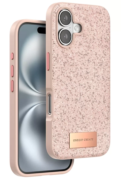 Apple iPhone 16 Bright Simli Kapak - Pembe
