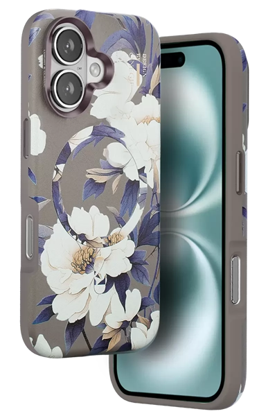 Apple iPhone 16 Flower Series Magsafe Kapak - Gri