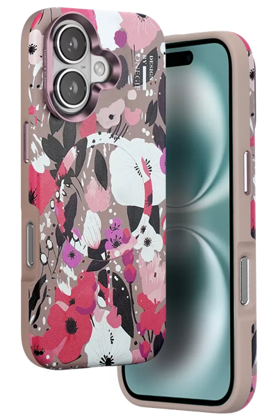 Apple iPhone 16 Flower Series Magsafe Kapak - Pembe