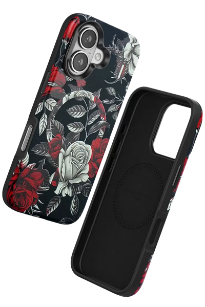 Apple iPhone 16 Flower Series Magsafe Kapak - Siyah