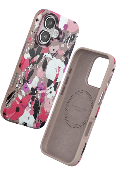 Apple iPhone 16 Flower Series Magsafe Kapak - Pembe