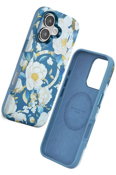 Apple iPhone 16 Flower Series Magsafe Kapak - Mavi