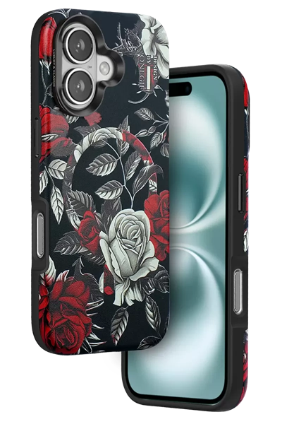 Apple iPhone 16 Flower Series Magsafe Kapak - Siyah