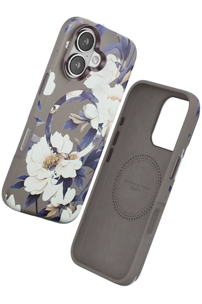 Apple iPhone 16 Flower Series Magsafe Kapak - Gri