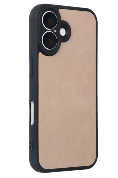 Apple iPhone 16 Kılıf Aras Deri Kapak - Pudra