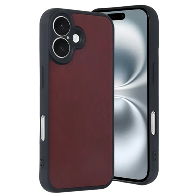Apple iPhone 16 Kılıf Aras Deri Kapak - Bordo