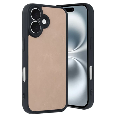 Apple iPhone 16 Kılıf Aras Deri Kapak - Pudra