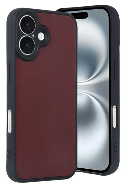 Apple iPhone 16 Kılıf Aras Deri Kapak - Bordo
