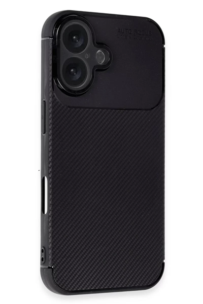 Apple iPhone 16 Kılıf Auto Focus Karbon Kapak - Siyah