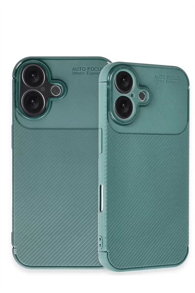 Apple iPhone 16 Kılıf Auto Focus Karbon Kapak - Koyu Yeşil