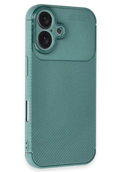 Apple iPhone 16 Kılıf Auto Focus Karbon Kapak - Koyu Yeşil