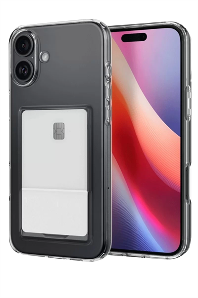 Apple iPhone 16 Kılıf Kart Şeffaf Silikon - Şeffaf
