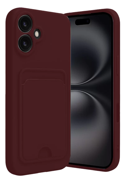Apple iPhone 16 Kılıf Kelvin Kartvizitli Silikon - Bordo