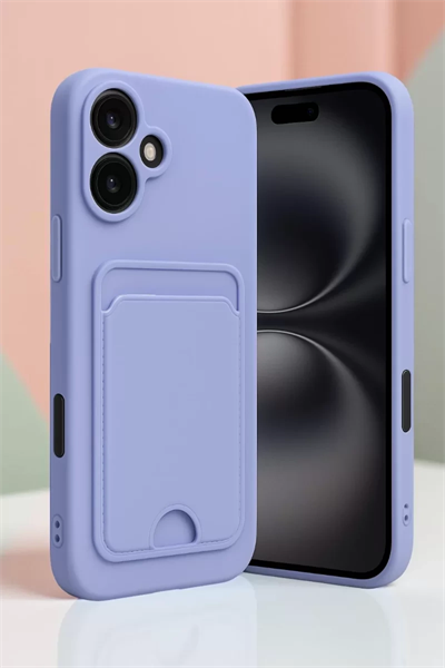 Apple iPhone 16 Kılıf Kelvin Kartvizitli Silikon - Lacivert