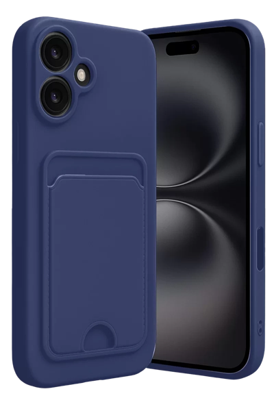Apple iPhone 16 Kılıf Kelvin Kartvizitli Silikon - Lacivert