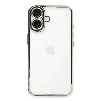 Apple iPhone 16 Kılıf Lensli Silikon - Gümüş