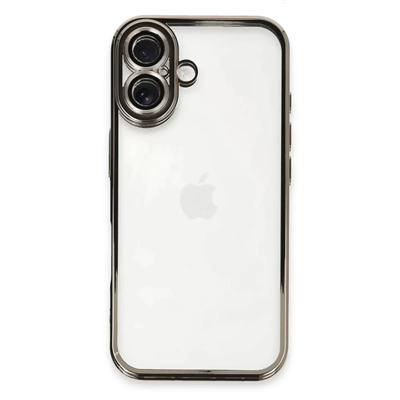 Apple iPhone 16 Kılıf Lensli Silikon - Titanyum Gri