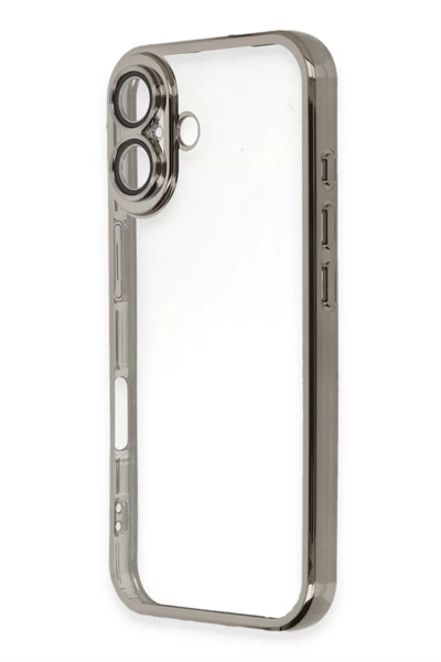 Apple iPhone 16 Kılıf Lensli Silikon - Titanyum Gri