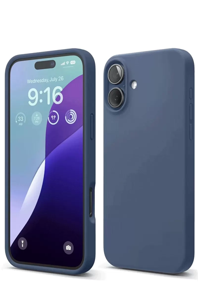 Apple iPhone 16 Kılıf Nano içi Kadife Silikon - Lacivert