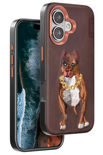 Apple iPhone 16 Perma Desenli Kapak - Kahverengi