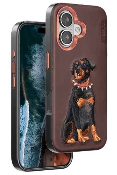 Apple iPhone 16 Perma Desenli Kapak - Koyu Kahve