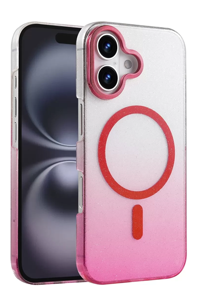 Apple iPhone 16 Plus Glossy Magsafe Kapak - Pembe