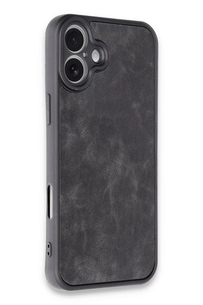Apple iPhone 16 Plus Kılıf Aras Deri Kapak - Siyah
