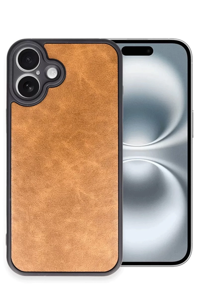 Apple iPhone 16 Plus Kılıf Aras Deri Kapak - Taba