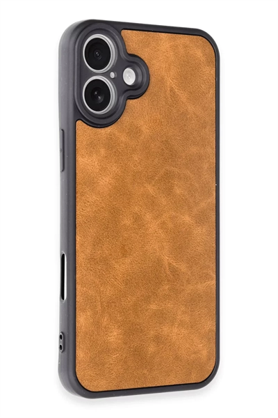 Apple iPhone 16 Plus Kılıf Aras Deri Kapak - Taba