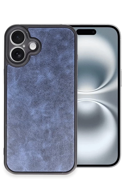 Apple iPhone 16 Plus Kılıf Aras Deri Kapak - Lacivert
