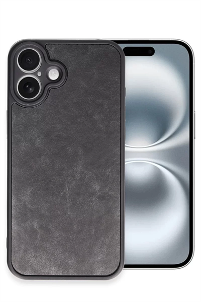 Apple iPhone 16 Plus Kılıf Aras Deri Kapak - Siyah
