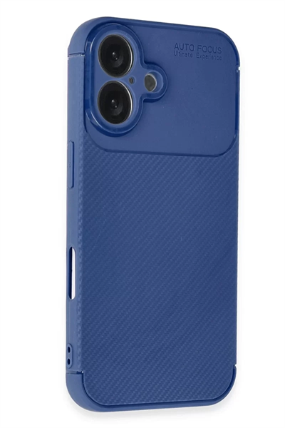 Apple iPhone 16 Plus Kılıf Auto Focus Karbon Kapak - Lacivert