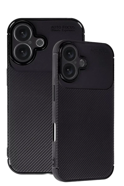 Apple iPhone 16 Plus Kılıf Auto Focus Karbon Kapak - Siyah