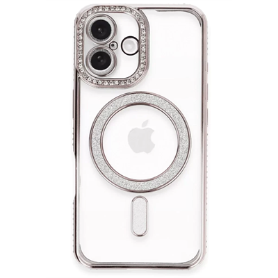 Apple iPhone 16 Plus Kılıf Joke Simli Magneticsafe Kılıf - Pembe