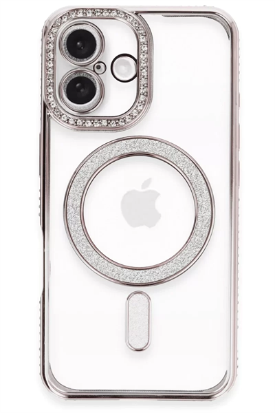Apple iPhone 16 Plus Kılıf Joke Simli Magneticsafe Kılıf - Pembe