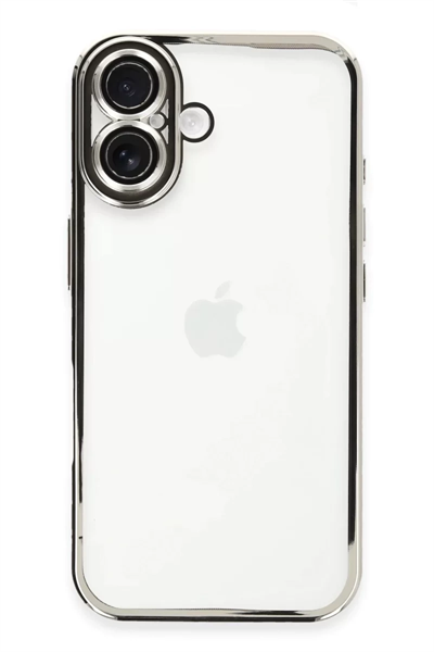 Apple iPhone 16 Plus Kılıf Lensli Silikon - Gümüş