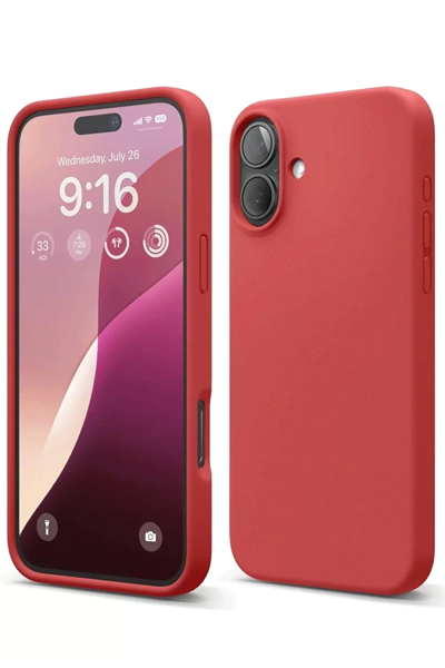 Apple iPhone 16 Plus Kılıf Nano içi Kadife Silikon - Kırmızı