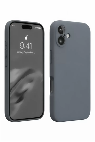 Apple iPhone 16 Plus Kılıf Nano içi Kadife Silikon - Gri