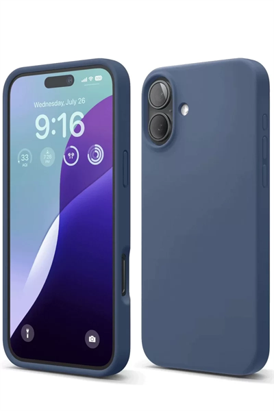Apple iPhone 16 Plus Kılıf Nano içi Kadife Silikon - Lacivert