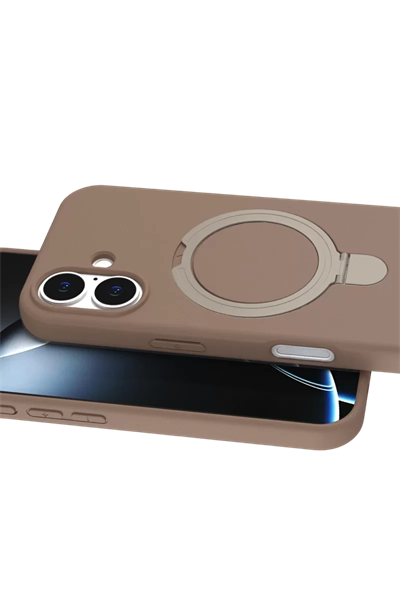 Apple iPhone 16 Plus Regal Magsafe Standlı Kapak - Çöl Titanyum