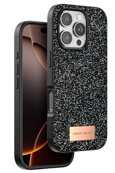 Apple iPhone 16 Pro Bright Simli Kapak - Siyah
