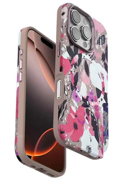 Apple iPhone 16 Pro Flower Series Magsafe Kapak - Pembe