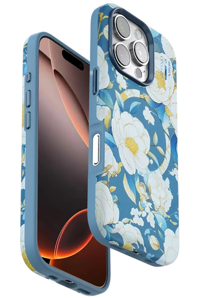 Apple iPhone 16 Pro Flower Series Magsafe Kapak - Mavi