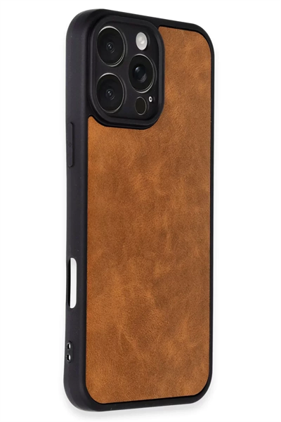 Apple iPhone 16 Pro Kılıf Aras Deri Kapak - Taba