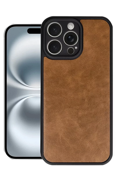Apple iPhone 16 Pro Kılıf Aras Deri Kapak - Taba