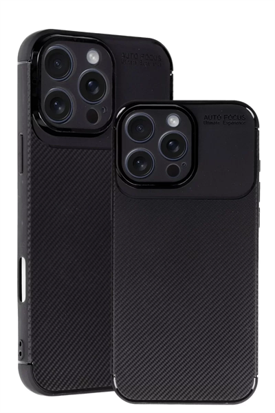 Apple iPhone 16 Pro Kılıf Auto Focus Karbon Kapak - Siyah