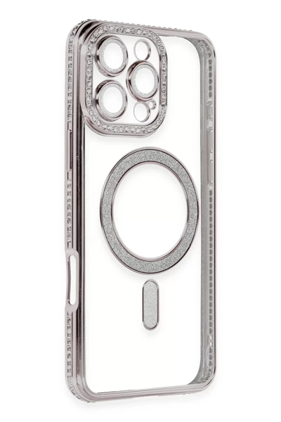 Apple iPhone 16 Pro Kılıf Joke Simli Magneticsafe Kılıf - Pembe