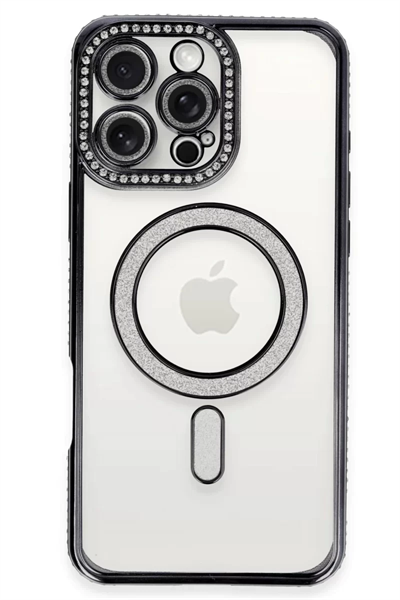 Apple iPhone 16 Pro Kılıf Joke Simli Magneticsafe Kılıf - Siyah